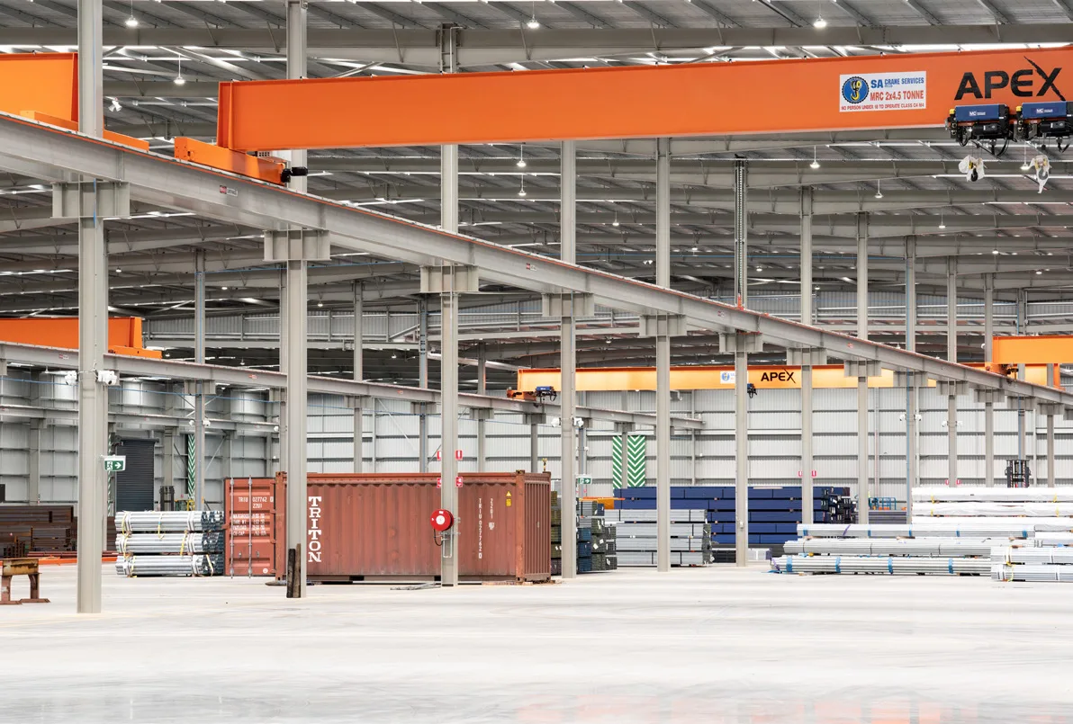 Apex Steel warehouse completed by an experienced construction company in Melbourne